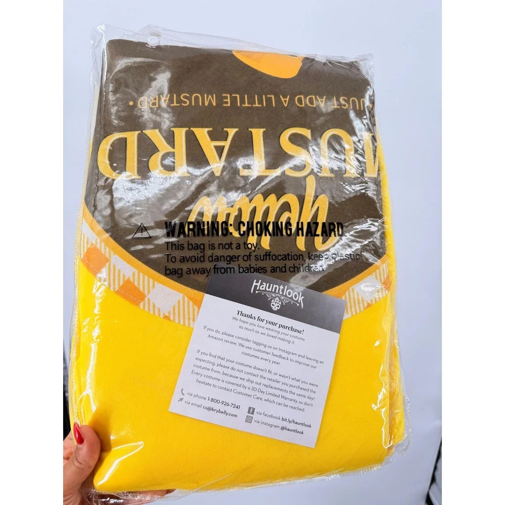 Hauntlook Mustard Bottle Costume Unisex OS Yellow Halloween Food Bodysuit